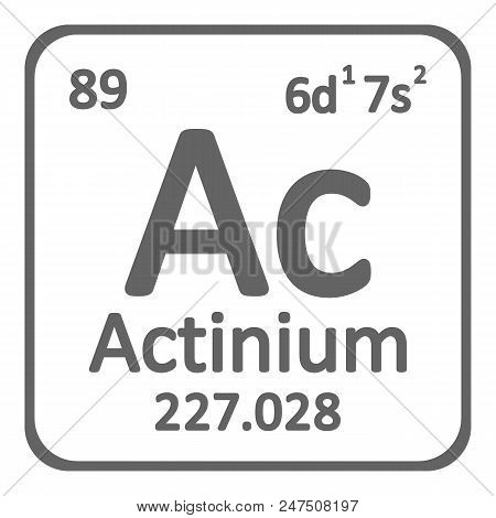Periodic Table Element Actinium Icon On White Background. Vector Illustration.