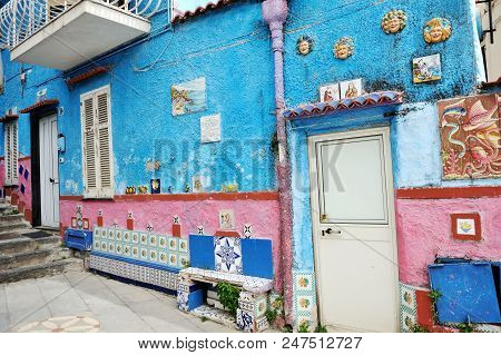 Vietri Sul Mare, Italy - April 27, 2018 View On Colorful House, With Traditional Ceramics Decoration