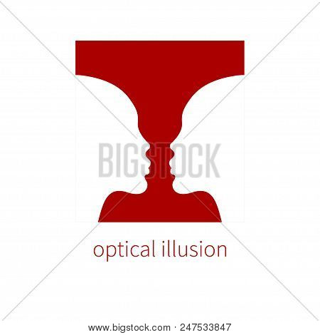Optical Illusion Vase And Two Profiles, Negative And Positive Space, Visual Deception, Perception. V