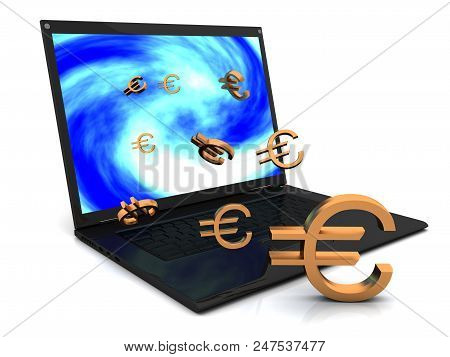 Laptop Earnings On The Internet. 3d Image Renderer