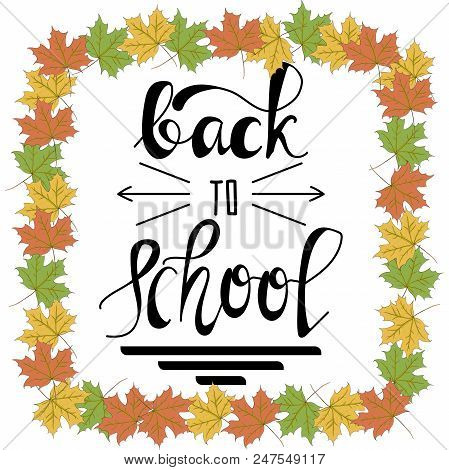 Back To School  Calligraphy.  Postcard, Card, Invitation, Banner Template. Hand Written Text. Letter