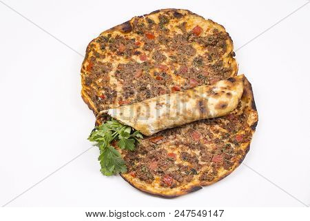 Traditional Delicious Turkish Foods; Turkish Pizza (lahmacun)