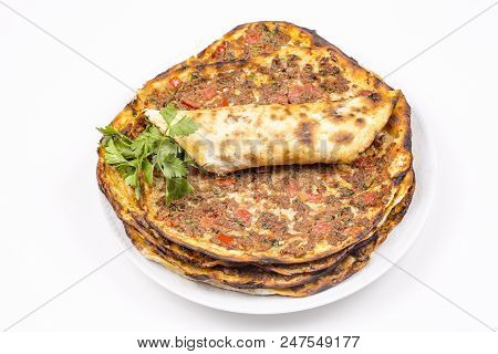 Traditional Delicious Turkish Foods; Turkish Pizza (lahmacun)