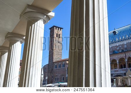 Italy, Padua, The Degli Anziani Tower Seen From The Della Frutta Square