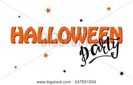 Halloween Party Banner, Card, Label. Holiday Season Logo, Line Art, Thin Line, Linear, Hand Drawn Sk