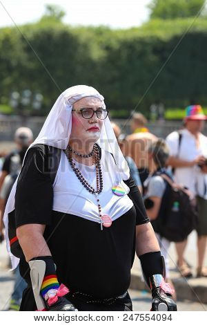 Paris, France-june 30, 2018 : The Participant Of Gay Pride Parade At Concorde Place In Paris, France