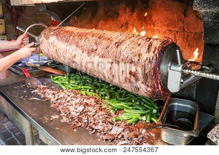 Traditional Delicious Turkish Foods; Doner Cag Kebab