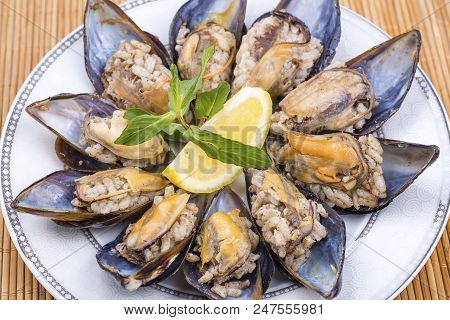 Seafood; Stuffed Mussels (midye Dolma), Mediterranean Cuisine