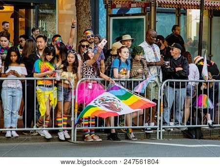 Gay Pride Parade In San Francisco - Audience Watches Parade