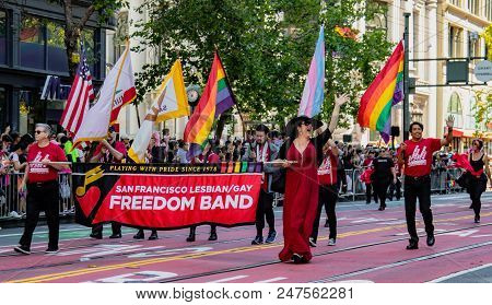 Gay Pride Parade In San Francisco - Lesbian Gay Band Marches