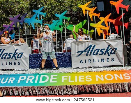 Gay Pride Parade In San Francisco - Corporate Alaska Airlines Float