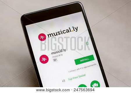 Yoshkar-ola, Russia - June 21, 2018: Musical.ly App On Google Play Store Website Displayed On Smartp