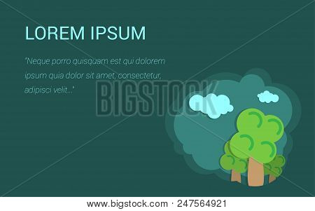 Background For Presentation: Trees And Clouds In Flat Style