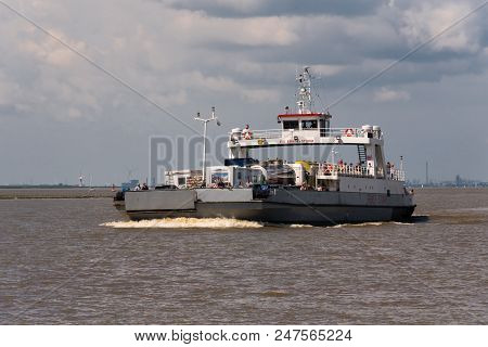 Jan 2013, Glueckstadt Germnay, Ferry On River Elbe