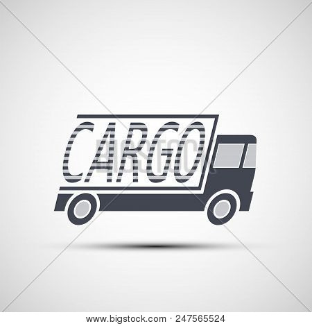 Icon Truck Of Cargo Delivery. Fast Freight Transportation. Logo Business Industry. Stock Vector Illu