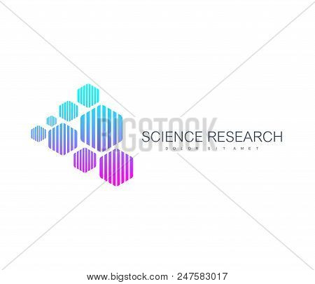 Science Research Abstract Logo Design Vector Template. Scientific Logotype Concept Icon For Medicine