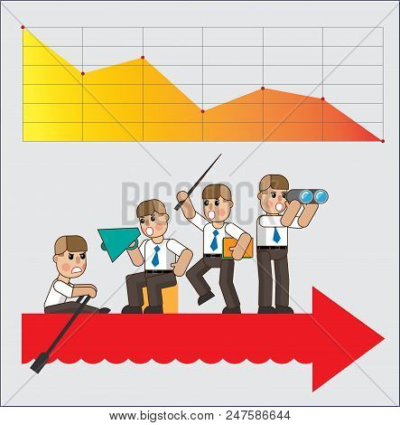 Mismanagement. Bad Team For The Business. Business Concept Illustration In Isometric Flat Design. Ve