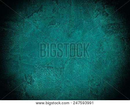 Green Marble Or Concrete Background With Dark Edges (as An Abstract Background Like In Horror Movies