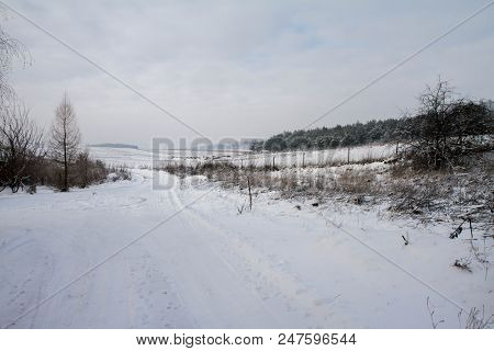 Winter landscape in the Podlasie region of Poland
