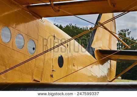 Closeup View Of Yellow Antonov An-2 Airplane.