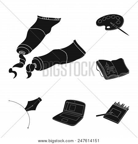 Painter And Drawing Black Icons In Set Collection For Design. Artistic Accessories Vector Symbol Sto