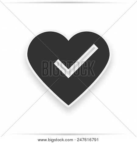 Heart With Yes Check Mark.  Illustration. Gray Heart With Check Mark On Light Background.