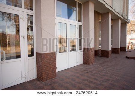 Front Entrance Of The School Building Exteriour