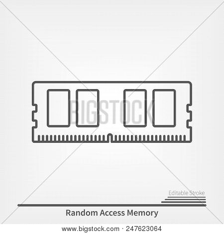 Ddr Ram Memory Flat Icon. Grey Icon With Editable Stroke