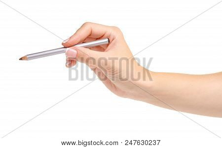 Eyebrow Eyes Pencil In Hand On White Background Isolation