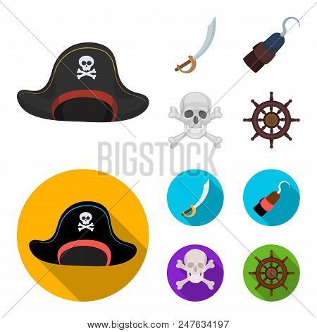 Pirate, Bandit, Cap, Hook .pirates Set Collection Icons In Cartoon, Flat Style Vector Symbol Stock I