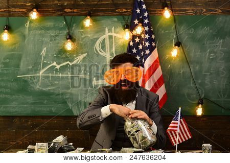 Economy And Finance. Patriotism And Freedom. Independence Day Of Usa. Income Planning Of Budget Incr