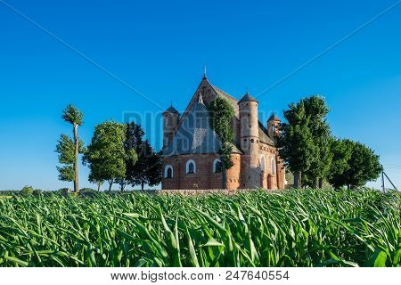 Old 15th Century St. Michael Fortified Church In Synkovichy Village, Grodno Region, Belarus.