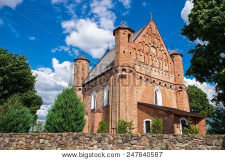 Old 15th Century St. Michael Fortified Church In Synkovichy Village, Grodno Region, Belarus.