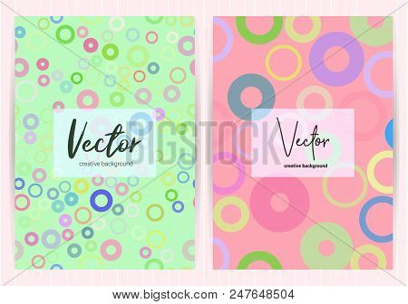 Covers With Random, Chaotic, Scattered Circles. Colorful Geometric Vector Backgrounds.