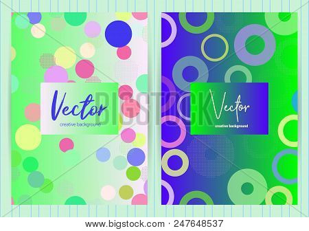 Covers With Random, Chaotic, Scattered Circles. Colorful Geometric Vector Backgrounds.