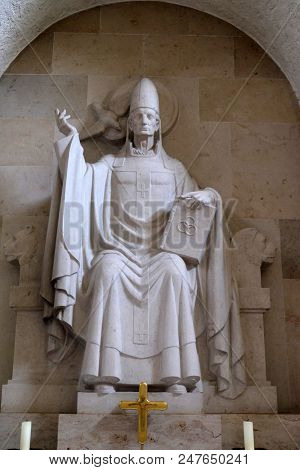 MUNSTERSCHWARZACH, GERMANY - JULY 09: Pope Gregory I, altar in Munsterschwarzach Abbey, Benedictine monastery, Germany on July 09, 2017.