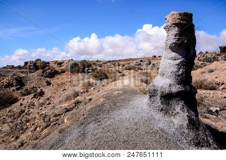 Spanish View Landscape In Lanzarote Tropical Volcanic Canary Islands Spain