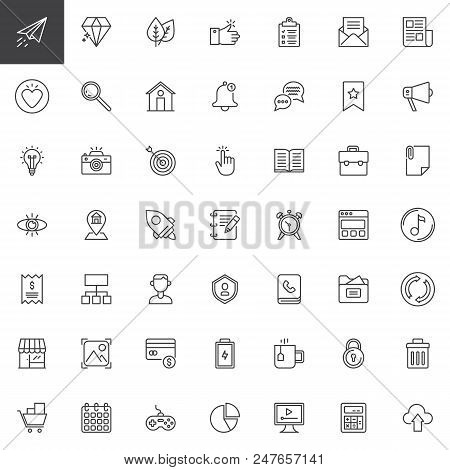 User Interface Outline Icons Set. Linear Style Symbols Collection, Line Signs Pack. Vector Graphics.