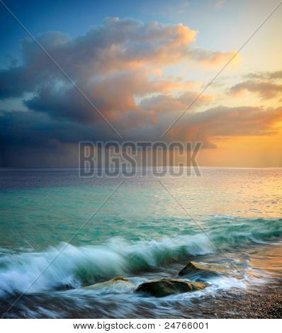 Coucher de soleil de mer