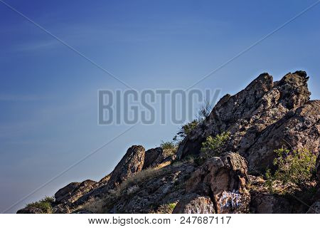 Southern Bug River Rocks Landscape In Migeya, Ukraine.
