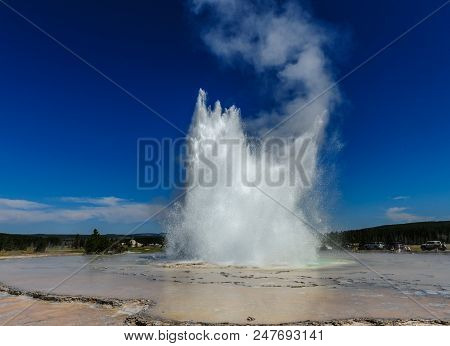 Eruption Of The Great Fountain Geyser In Yellowstone National Park