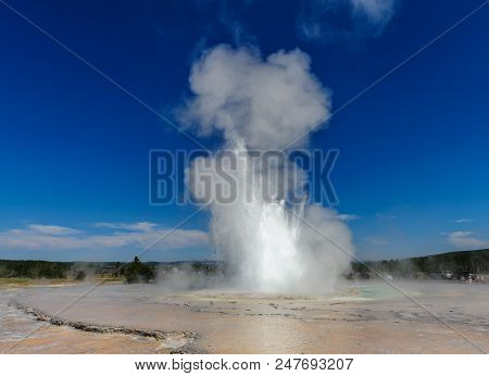 Eruption Of The Great Fountain Geyser In Yellowstone National Park
