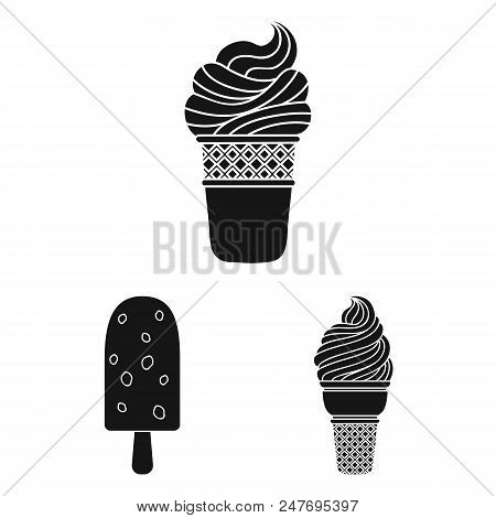 Different Ice Cream Black Icons In Set Collection For Design. Dessert And Sweetness Vector Symbol St