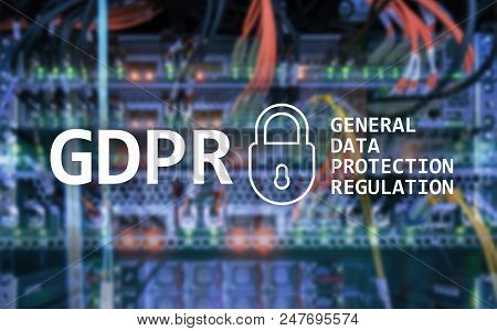 Big Data Analytics, Internet And Modern Technology Concept On Server Room Background.