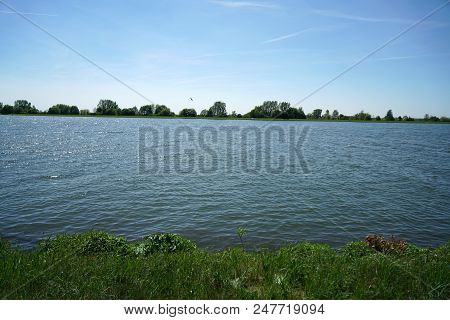 One of the last big professional fishermen ships on the Danube near Regensburg in Germany