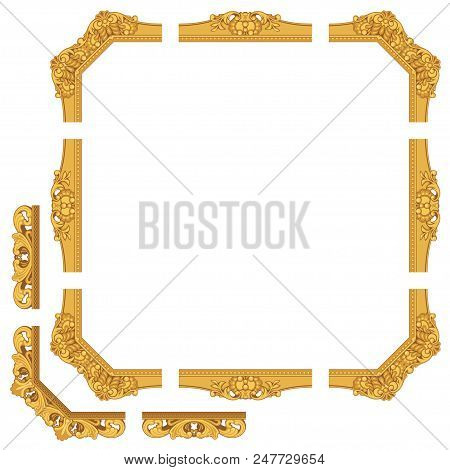 Baguette, Frame Of Gold Color Of Selective Length
