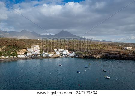 El Puertito Town And Sand Beach At Beautifel Bay, Tenerife, Canary Islands.