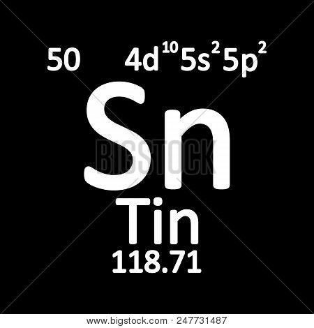 Periodic Table Element Tin Icon On White Background. Vector Illustration.