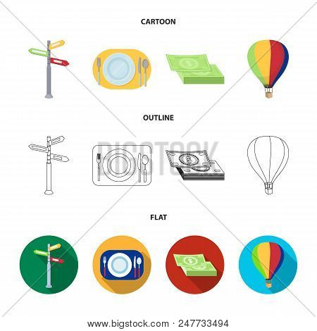Vacation, Travel, Pointer, Way, Navigation .rest And Travel Set Collection Icons In Cartoon, Outline