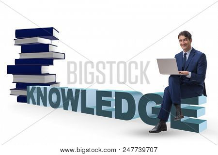 Businessman in telelearning concept with laptop